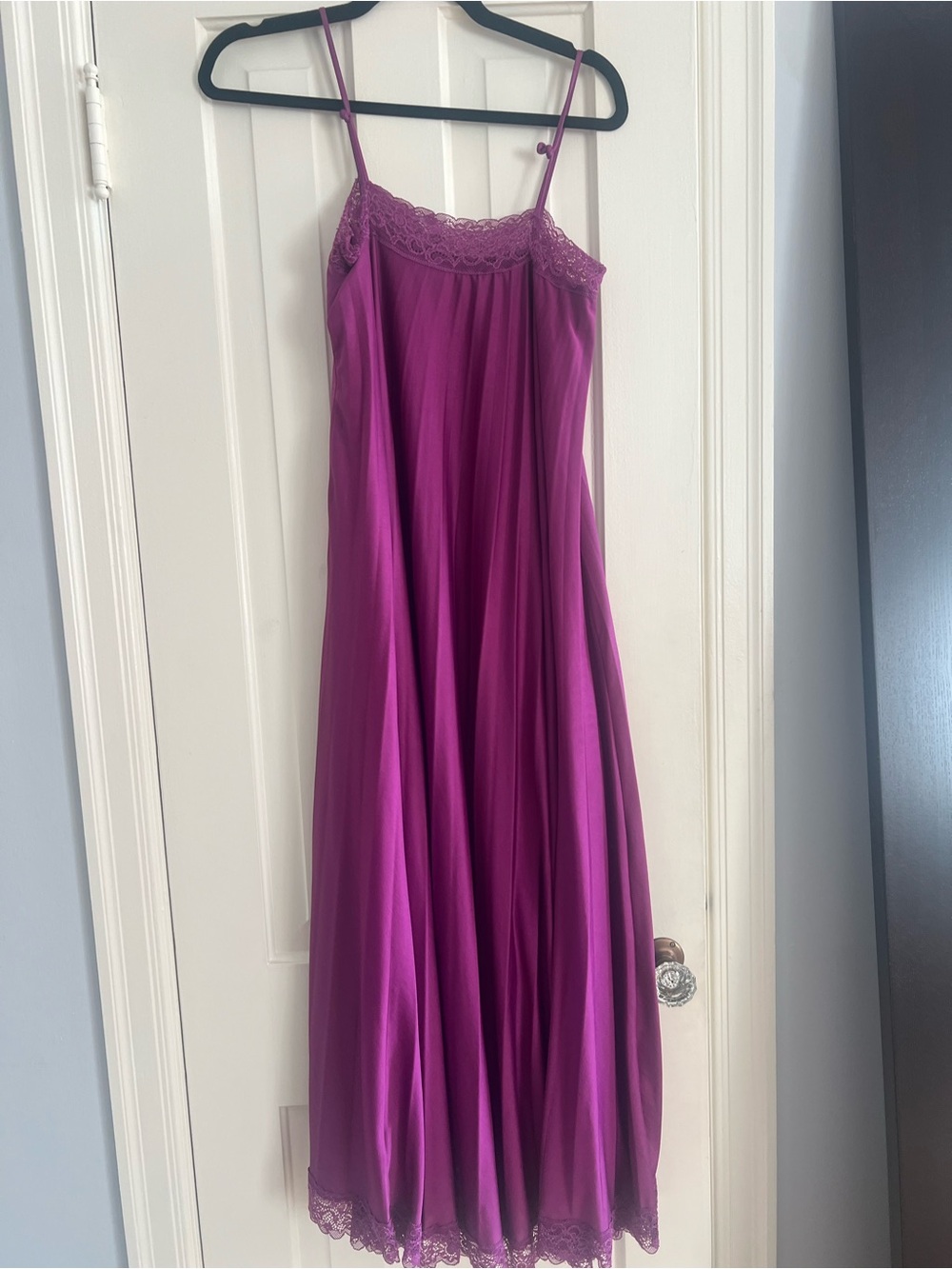 Zara Fuchsia Lace-Trim Maxi Slip Dress